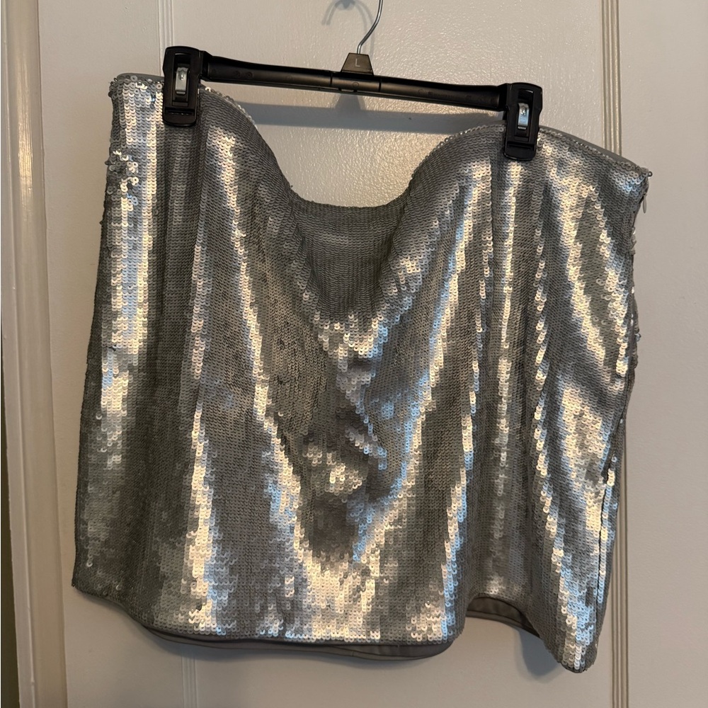 Future Collective Silver Sequin Mini Skirt